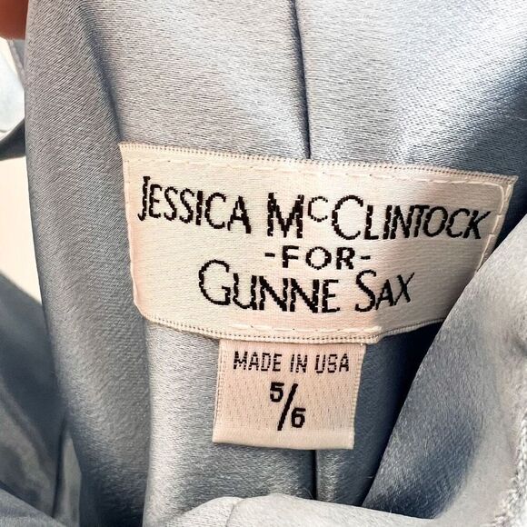 Vintage Jessica McClintock x Gunne Sax Satin Gown Size 5/6 - Picture 7 of 8